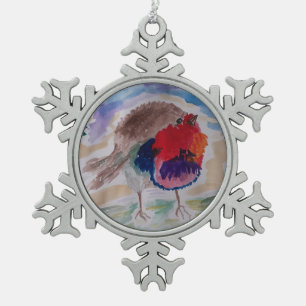 Christmas Robin Schneeflocken Zinn-Ornament