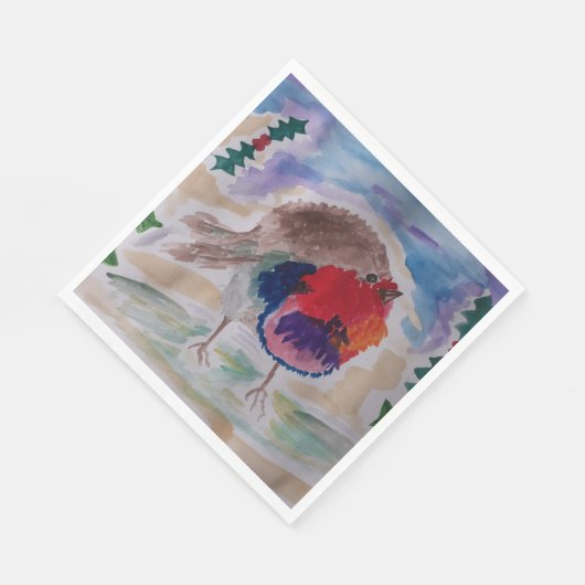 Christmas Robin Serviette (Ecke)