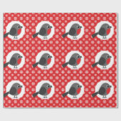 Christmas Robin Snowflakes Red Geschenkpapier (Flach)