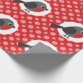 Christmas Robin Snowflakes Red Geschenkpapier (Ecke)