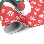 Christmas Robin Snowflakes Red Geschenkpapier (Rolleneckpunkt)