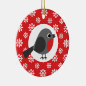 Christmas Robin Snowflakes Red Keramik Ornament (Rechts)