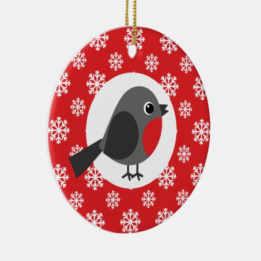 Christmas Robin Snowflakes Red Keramik Ornament (Rechts)