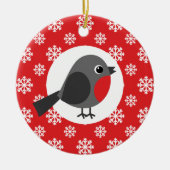 Christmas Robin Snowflakes Red Keramik Ornament (Vorne)