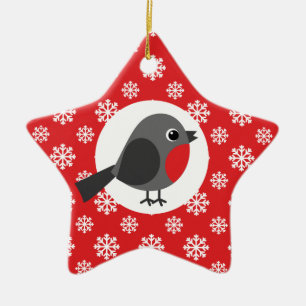 Christmas Robin Snowflakes Red Keramik Ornament