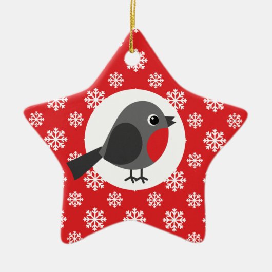 Christmas Robin Snowflakes Red Keramik Ornament (Vorne)