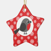 Christmas Robin Snowflakes Red Keramik Ornament (Links)