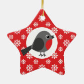 Christmas Robin Snowflakes Red Keramik Ornament (Hinten)