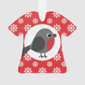Christmas Robin Snowflakes Red Ornament (Rückseite)