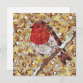 Christmas Robin Square Grußkarte, Leere Feiertagskarte (Vorne/Hinten)