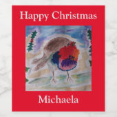 Christmas Robin Weinetikett (Einzelnes Label)