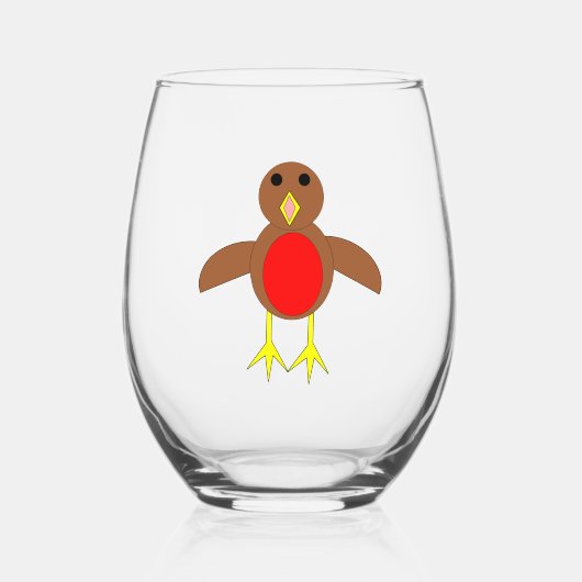 Christmas Robin Weinglas Ohne Stiel (Vorderseite)