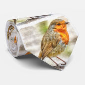 Christmas Robin Winter Watercolor Krawatte (Gerollt)