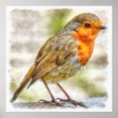 Christmas Robin Winter Watercolor Poster (Vorne)