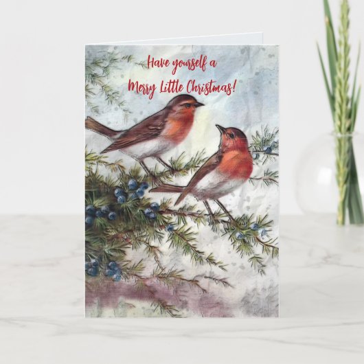 CHRISTMAS ROBINS MILES APART CHRISTMAS CARD DANKESKARTE (Vorderseite)