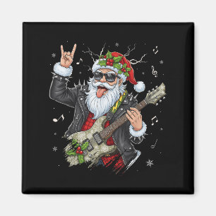 Christmas Rock & Roll Santa Claus Guitar Playe Magnet