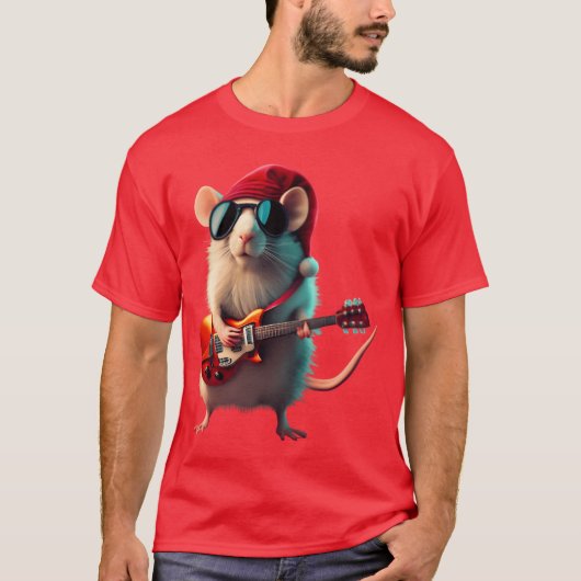 Christmas Rocker Mouse Weihnachtsserie T-Shirt (Vorderseite)