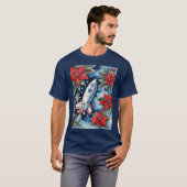Christmas Rocket Launch With Poinsettias At Night T-Shirt (Vorne ganz)