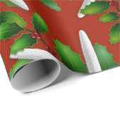 Christmas Roll Starfish n Holly on Red Geschenkpapier (Rolleneckpunkt)