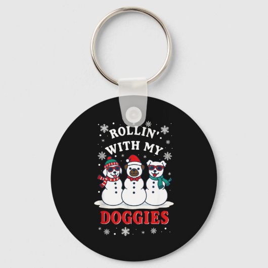 Christmas Rollin'with My Doggies Funny Gift Lover Schlüsselanhänger (Vorderseite)