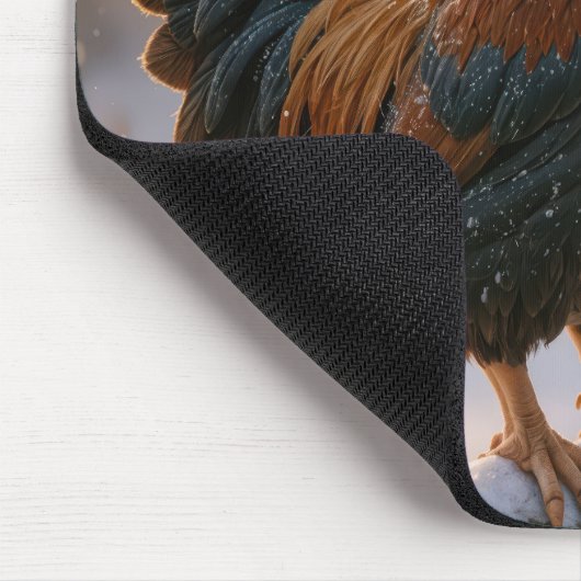 Christmas Rooster Wearing a Santa Hat Mousepad (Ecke)