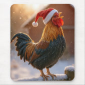 Christmas Rooster Wearing a Santa Hat Mousepad (Vorne)