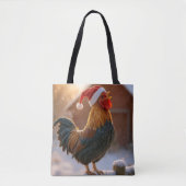 Christmas Rooster Wearing a Santa Hat Tasche (Vorderseite)