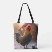 Christmas Rooster Wearing a Santa Hat Tasche (Rückseite)