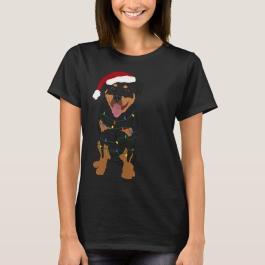 Christmas Rottweiler Dog Pattern T-Shirt (Vorderseite)