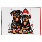 Christmas Rottweiler Dog Santa Große Geschenktüte (Rückseite)