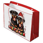 Christmas Rottweiler Dog Santa Große Geschenktüte (Rückseite Schrägansicht)