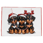 Christmas Rottweiler Dog Santa Große Geschenktüte (Rückseite)