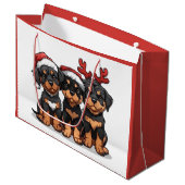 Christmas Rottweiler Dog Santa Große Geschenktüte (Vorderseite Schrägansicht)