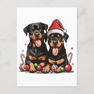 Christmas Rottweiler Dog Santa Postkarte
