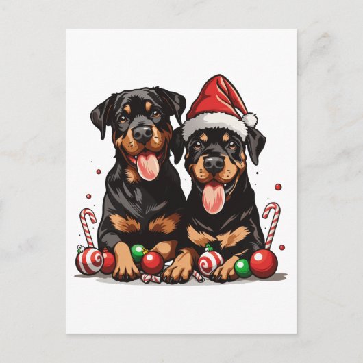 Christmas Rottweiler Dog Santa Postkarte (Vorderseite)