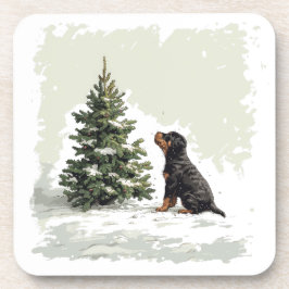 Christmas Rottweiler Dog Weihnachtsbaum Getränkeuntersetzer