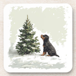 Christmas Rottweiler Dog Weihnachtsbaum Getränkeuntersetzer