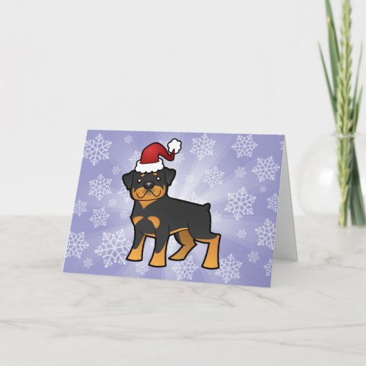 Christmas Rottweiler Feiertagskarte (Vorderseite)