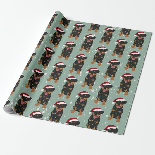 Christmas Rottweiler Geschenkpapier (Ungerollt)