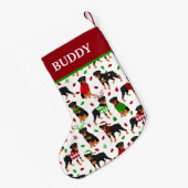 Christmas Rottweiler Individuelle Name Kleiner Weihnachtsstrumpf (Rückseite (Hängend))