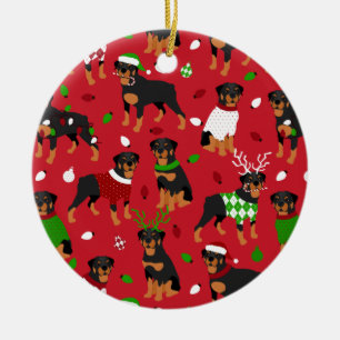 Christmas Rottweiler Keramik Ornament