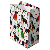 Christmas Rottweiler Mittlere Geschenktasche Mittlere Geschenktüte (Rückseite Schrägansicht)