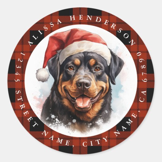 Christmas Rottweiler Round Stickers (Vorderseite)