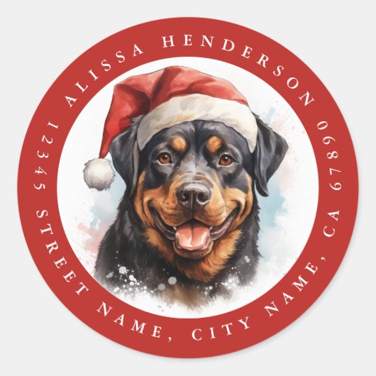 Christmas Rottweiler Round Stickers (Vorderseite)