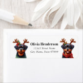 Christmas Rottweiler Rücksendeadressen-Aufkleber (Insitu)