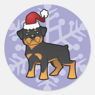 Christmas Rottweiler Runder Aufkleber