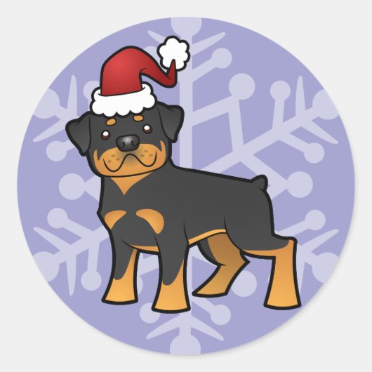 Christmas Rottweiler Runder Aufkleber (Vorderseite)