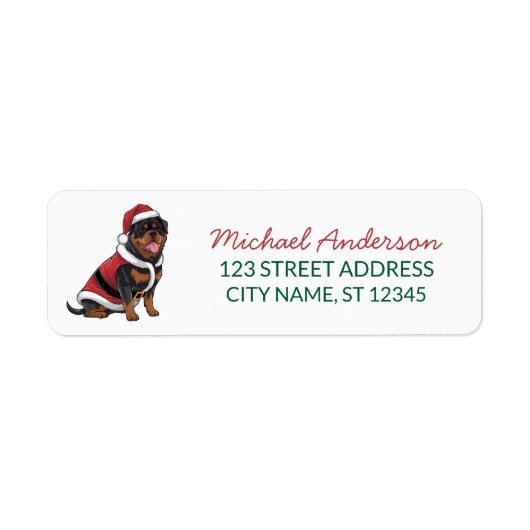 Christmas Rottweiler Santa in Hat Return Address (Vorne)