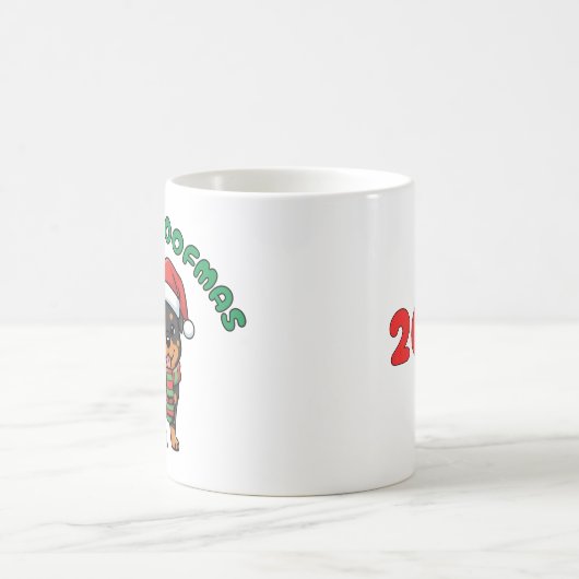 Christmas Rottweiler Tasse: Fröhliche Woofmas Kaffeetasse (Mittel)