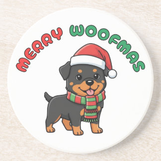 Christmas Rottweiler Untersetzer: Frohe Woofmas Getränkeuntersetzer